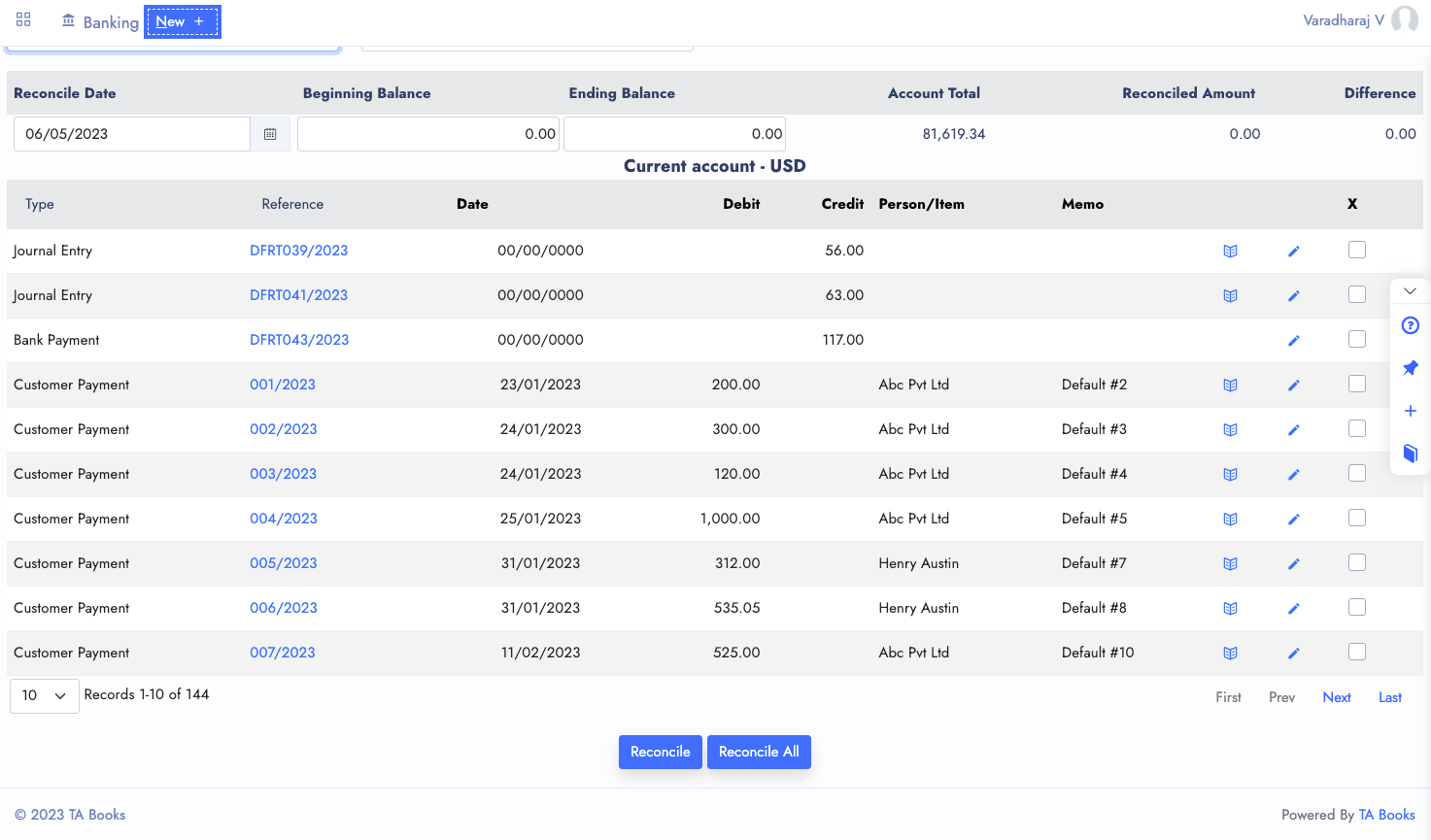 Bank Transaction Reconcile