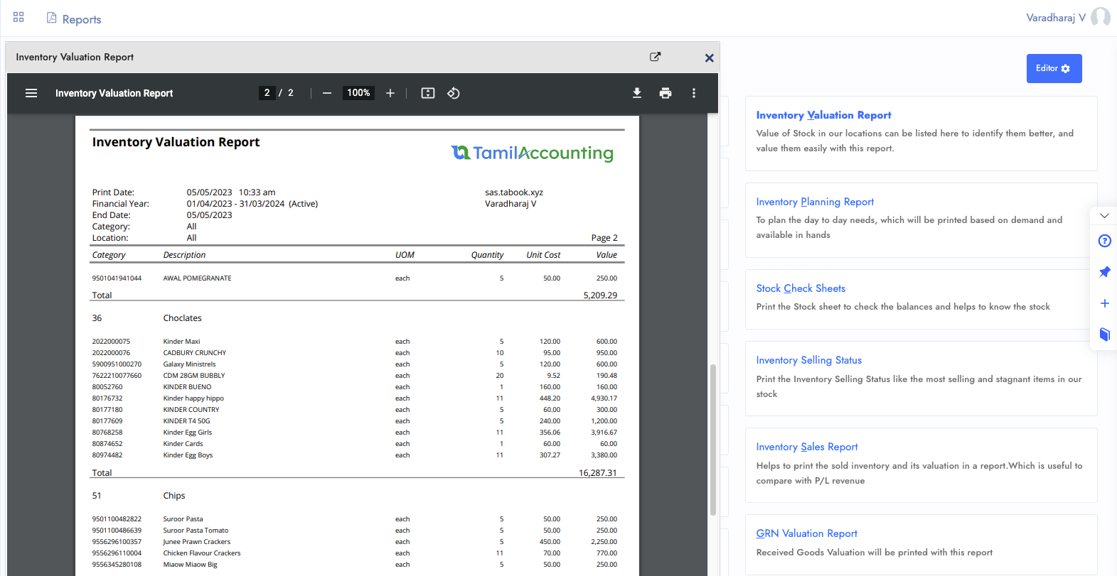 Inventory Reports