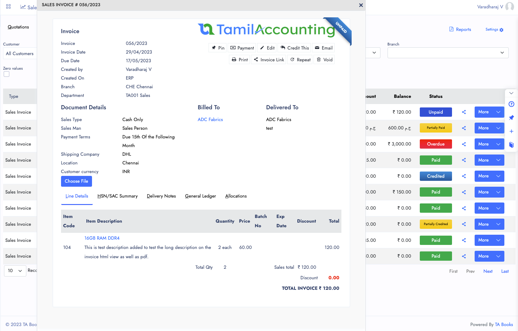Sales Invoice